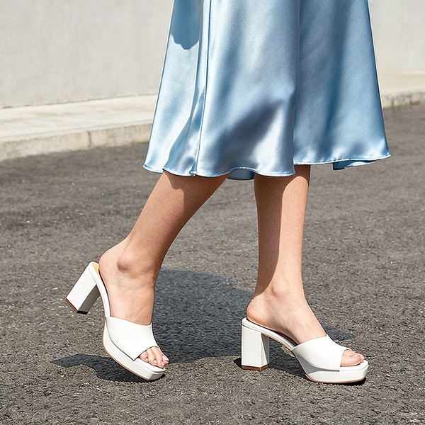 Dreamy Y2K Platform Heels with Square Toe - WHITE - 2