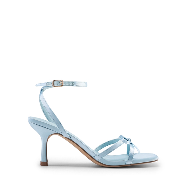 Elegant Square Toe Bow-heeled Sandal - BLUE - 3