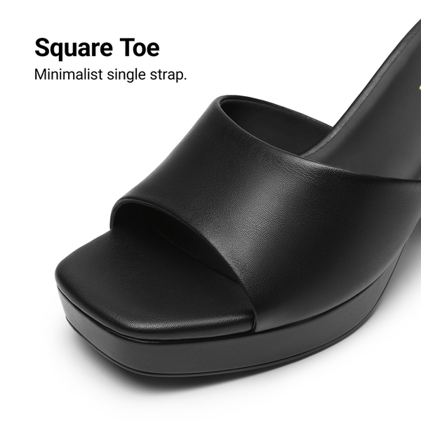 Dreamy Y2K Platform Heels with Square Toe - BLACK - 5