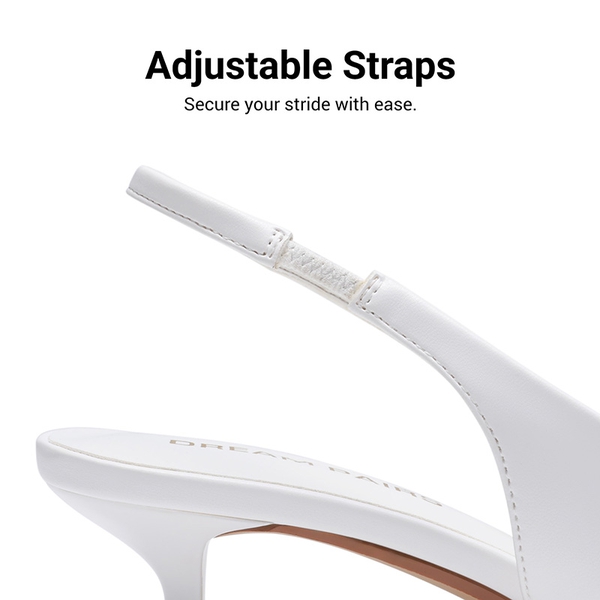 Dreamy Easy Elegance Pointed Toe Kitten Heel Slingback Heels - WHITE - 7