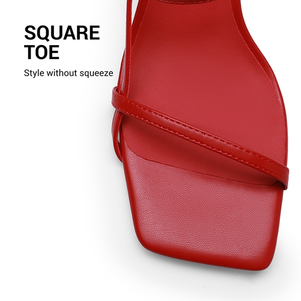 Women’s Kitten Heels with Crossover Straps - RED-PU - 6