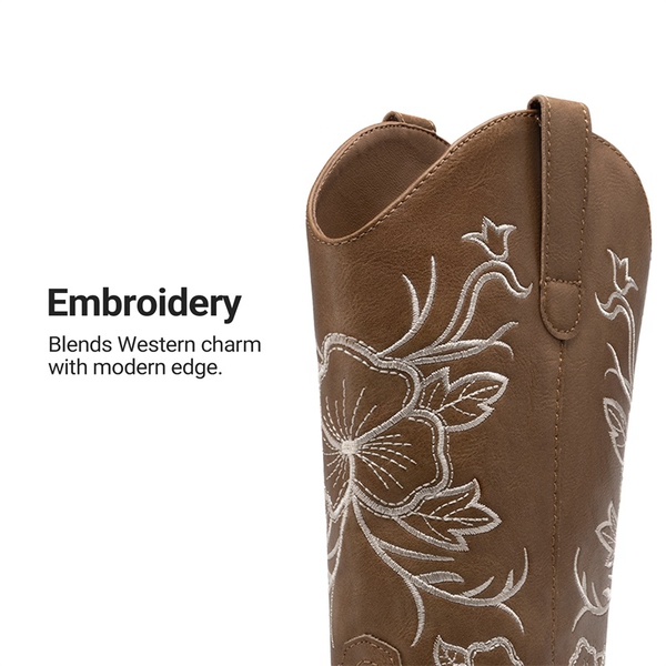 Classic Comfy Square-Toe Mid-Calf Cowboy Boots - TAN - 5