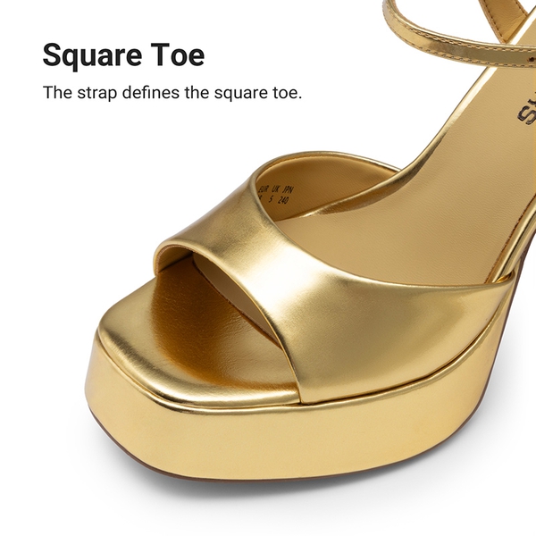 Dreamy Y2K-style Block Heel Platform Sandals - GOLD - 5