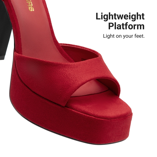 Y2K-style Block Heel Platform Sandals - RED - 8