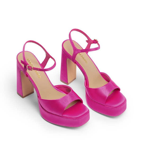 Dreamy Y2K-style Block Heel Platform Sandals - HOT PINK - 4