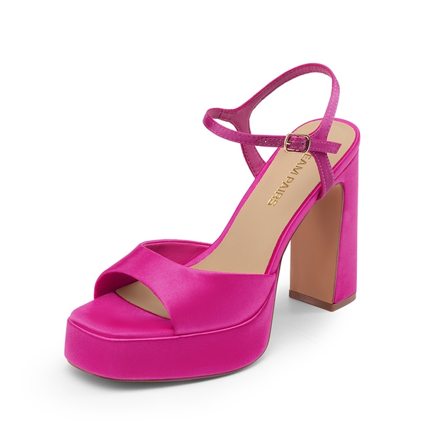 Dreamy Y2K-style Block Heel Platform Sandals - HOT PINK -  0
