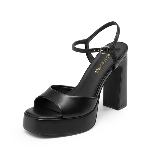 Dreamy Y2K-style Block Heel Platform Sandals - BLACK -  0