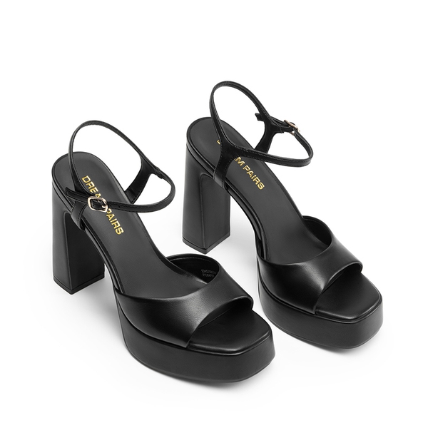 Dreamy Y2K-style Block Heel Platform Sandals - BLACK - 4