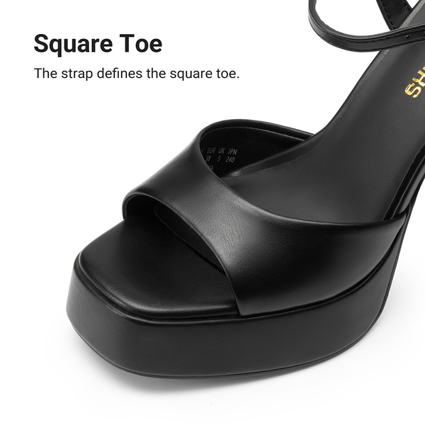 Dreamy Y2K-style Block Heel Platform Sandals - BLACK - 5