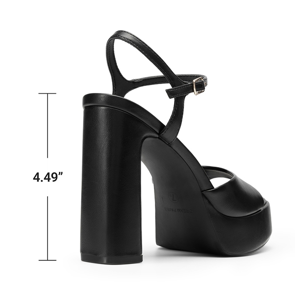 Dreamy Y2K-style Block Heel Platform Sandals - BLACK - 6