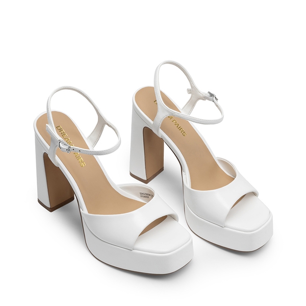 Dreamy Y2K-style Block Heel Platform Sandals - WHITE - 4