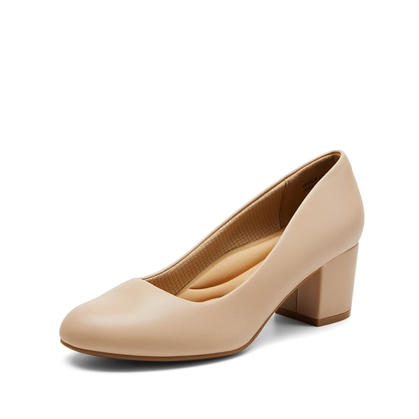 Ascenelle Wide-Toe Non-slip Arch Support Cushioned Pumps - NUDE -  0