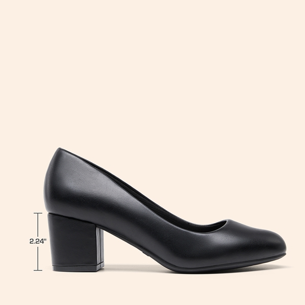 Ascenda Wide-Toe Non-slip Arch Support Cushioned Pumps - BLACK-PU - 1