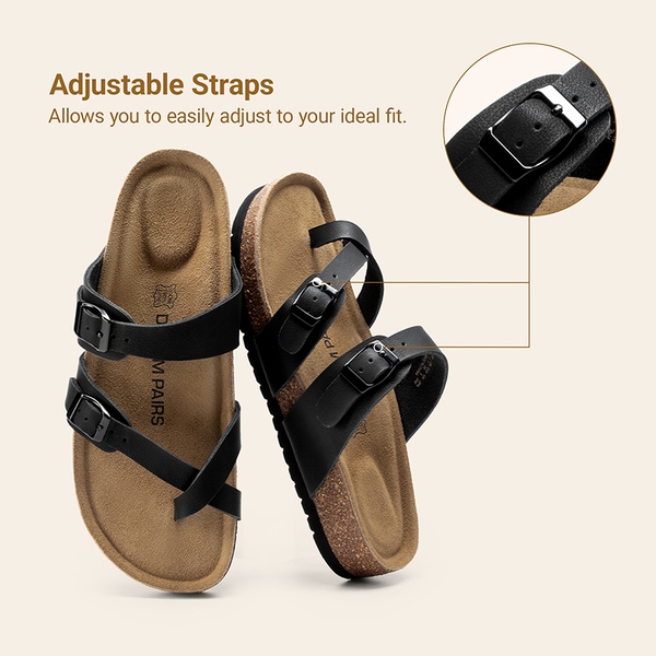 Women’s Slip-On Sandals with Arch Support - BLACK - 5