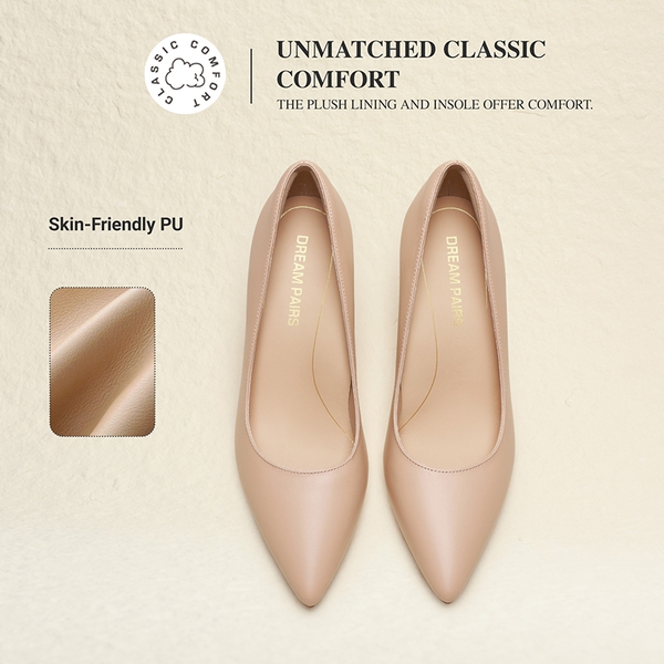 Comfy Pointed Toe Stiletto Heel Chic Pumps - NUDE - 5