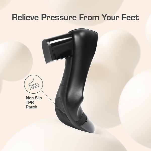 Ascenda Wide-Toe Non-slip Arch Support Cushioned Pumps - BLACK-PAT - 4