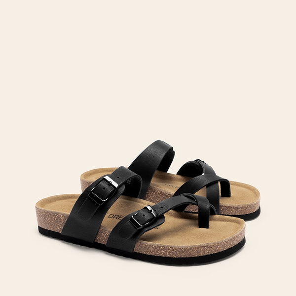Women’s Slip-On Sandals with Arch Support - BLACK - 4