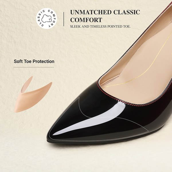 Ascenda Comfy Pointed Toe Stiletto Heel Chic Pumps - BLACK/RED - 4