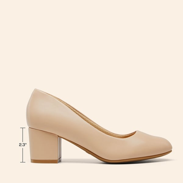 Ascenelle Wide-Toe Non-slip Arch Support Cushioned Pumps - NUDE - 1