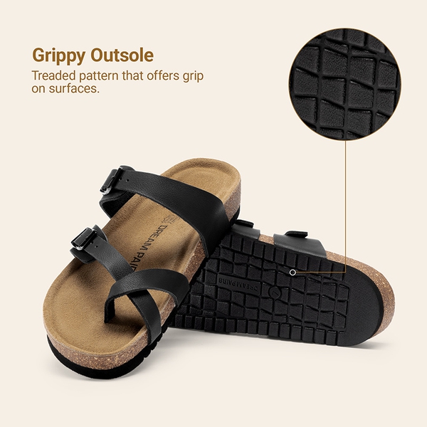 Women’s Slip-On Sandals with Arch Support - BLACK - 6