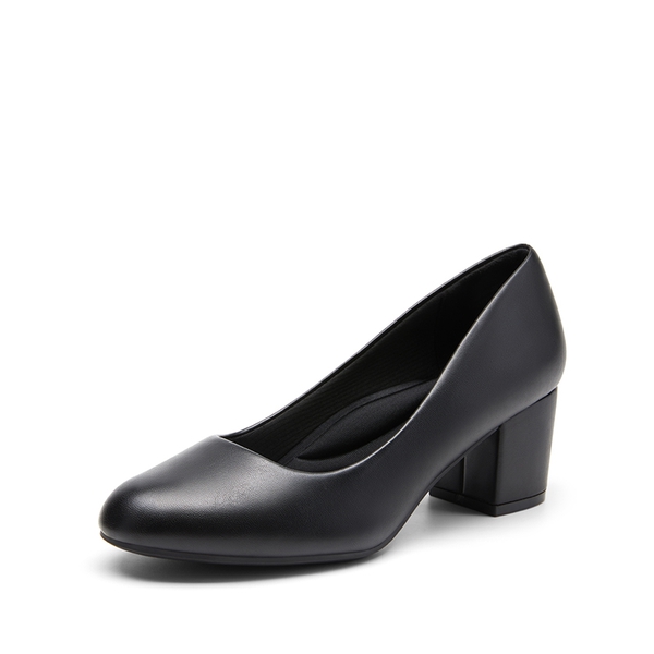Ascenda Wide-Toe Non-slip Arch Support Cushioned Pumps - BLACK-PU -  0