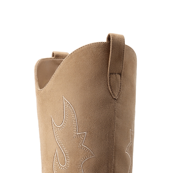 Block Heel Knee-high Cowgirl Boots - BROWN - 6