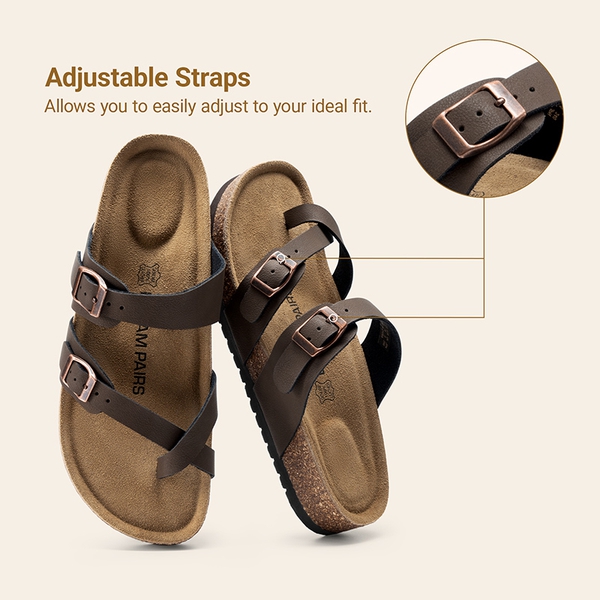 Women’s Slip-On Sandals with Arch Support - BROWN - 5
