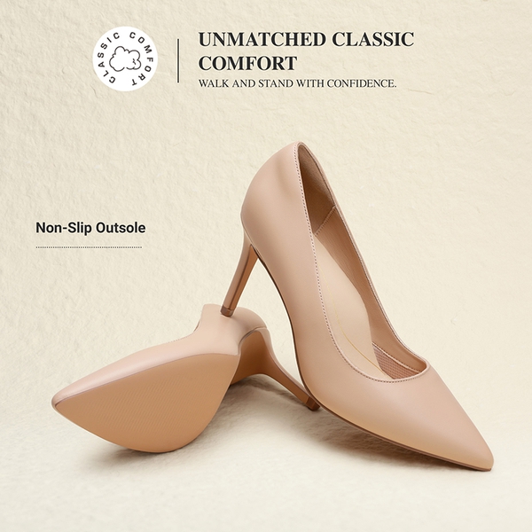 Comfy Pointed Toe Stiletto Heel Chic Pumps - NUDE - 6