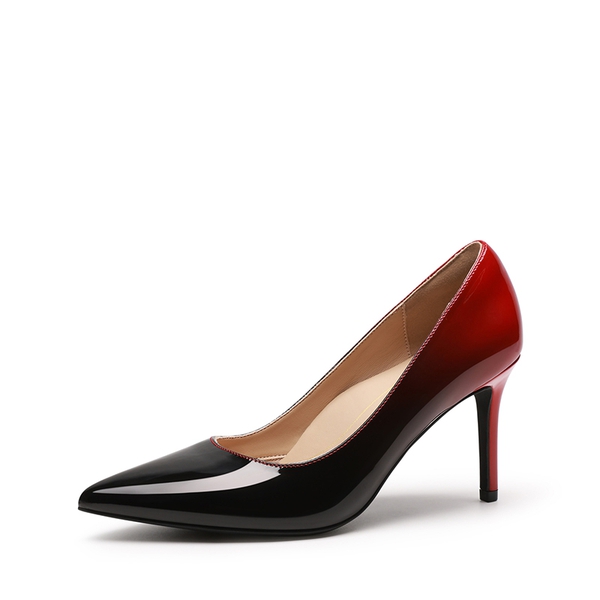 Ascenda Comfy Pointed Toe Stiletto Heel Chic Pumps - BLACK/RED -  0