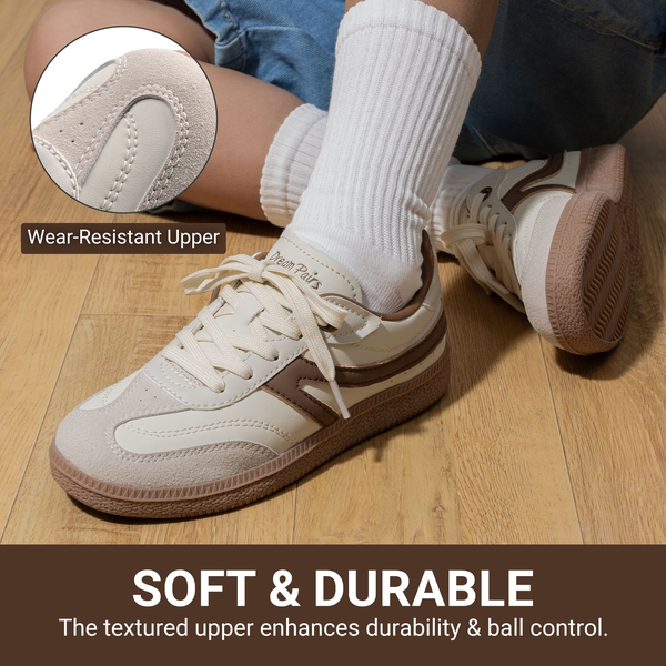 Kids Faux Suede Toe Cap Soccer Cleats - KHAKI - 2