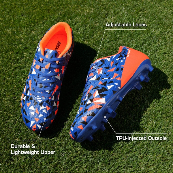 Men‘s Strategically Positioned Cleats Soccer Shoes - ORANGE/ROYAL BLUE - 3