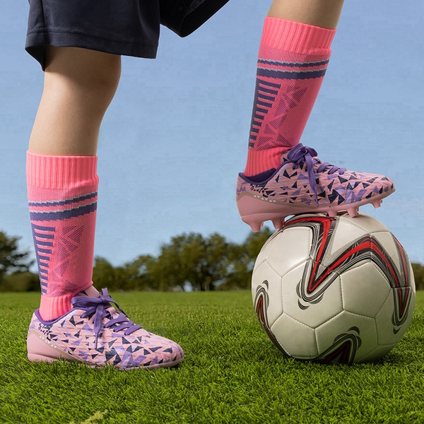 Kids Non-Slip TPU Outsole Soccer Shoes - PINK/PURPLE - 6