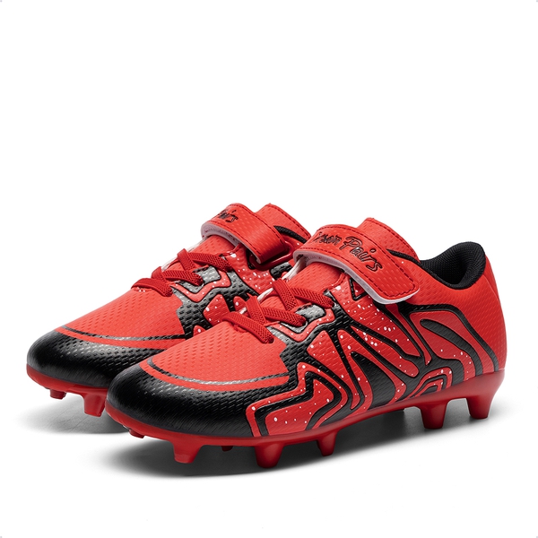 Kids Mesh-Covered EVA Insole Soccer Shoes  - RED/BLACK - 2