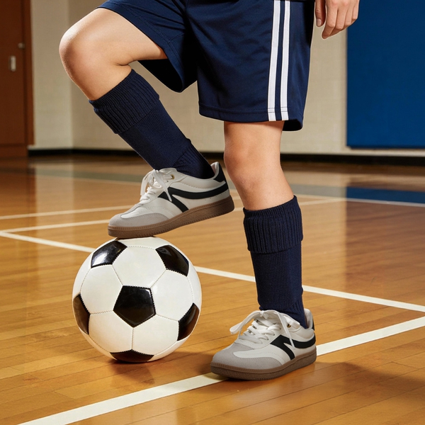 Kids Faux Suede Toe Cap Soccer Cleats - WHITE - 6