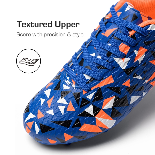 Men‘s Strategically Positioned Cleats Soccer Shoes - ORANGE/ROYAL BLUE - 6