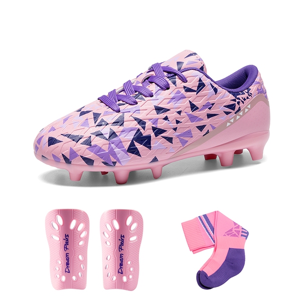 Kids Non-Slip TPU Outsole Soccer Shoes - PINK/PURPLE - 1