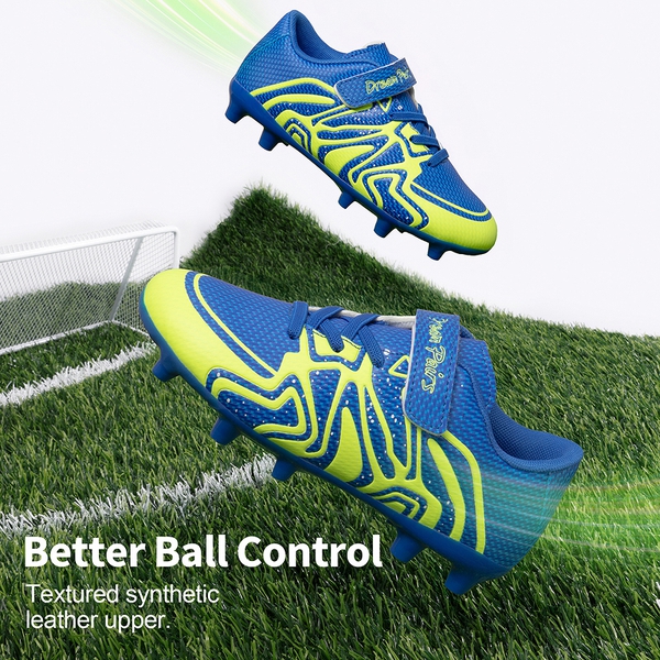 Kids Mesh-Covered EVA Insole Soccer Shoes  - ROYAL BLUE/NEON GREEN - 5