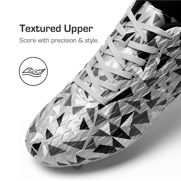 Men‘s Strategically Positioned Cleats Soccer Shoes - SILVER/BLACK - 6