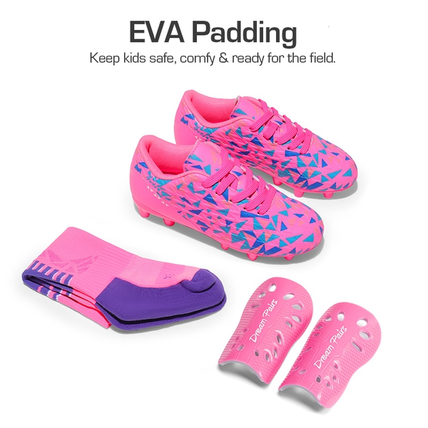 Kids Non-Slip TPU Outsole Soccer Shoes - HOT PINK/BLUE - 5