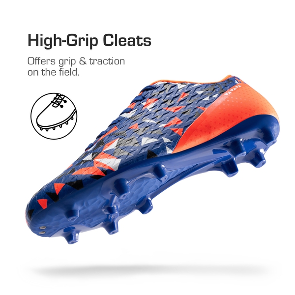 Men‘s Strategically Positioned Cleats Soccer Shoes - ORANGE/ROYAL BLUE - 4