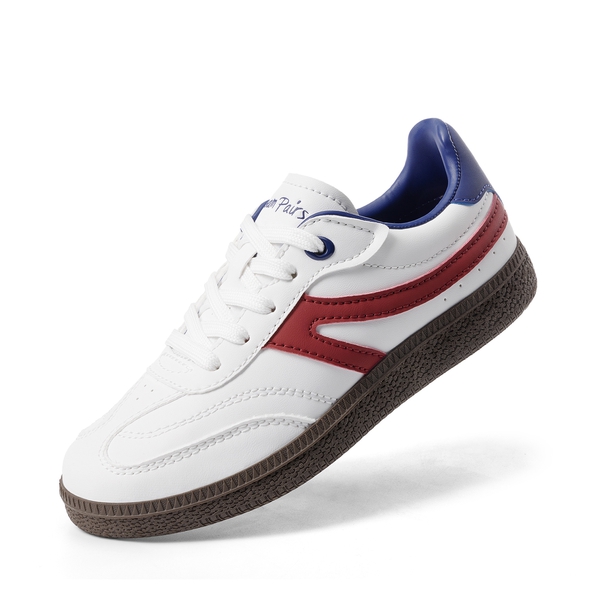 Kids Faux Suede Toe Cap Soccer Cleats - WHITE/RED -  0
