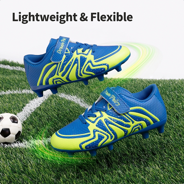 Kids Mesh-Covered EVA Insole Soccer Shoes  - ROYAL BLUE/NEON GREEN - 3