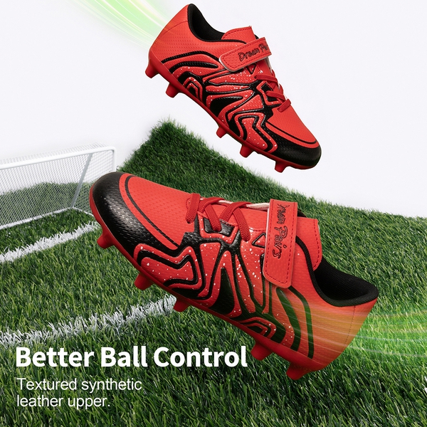 Kids Mesh-Covered EVA Insole Soccer Shoes  - RED/BLACK - 5