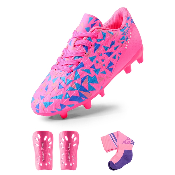Kids Non-Slip TPU Outsole Soccer Shoes - HOT PINK/BLUE -  0