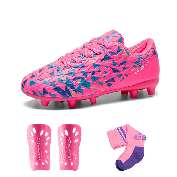 Kids Non-Slip TPU Outsole Soccer Shoes - HOT PINK/BLUE - 1