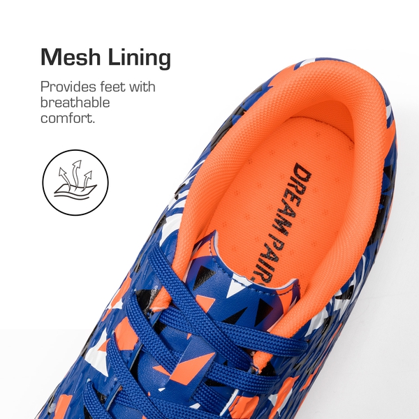 Men‘s Strategically Positioned Cleats Soccer Shoes - ORANGE/ROYAL BLUE - 5