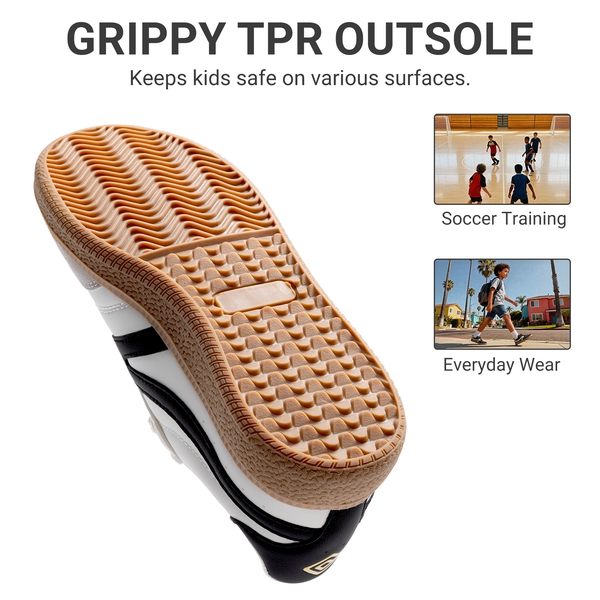 Kids Faux Suede Toe Cap Soccer Cleats - WHITE - 3