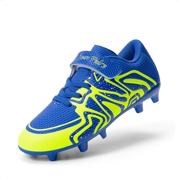 Kids Mesh-Covered EVA Insole Soccer Shoes  - ROYAL BLUE/NEON GREEN -  0