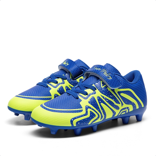 Kids Mesh-Covered EVA Insole Soccer Shoes  - ROYAL BLUE/NEON GREEN - 2