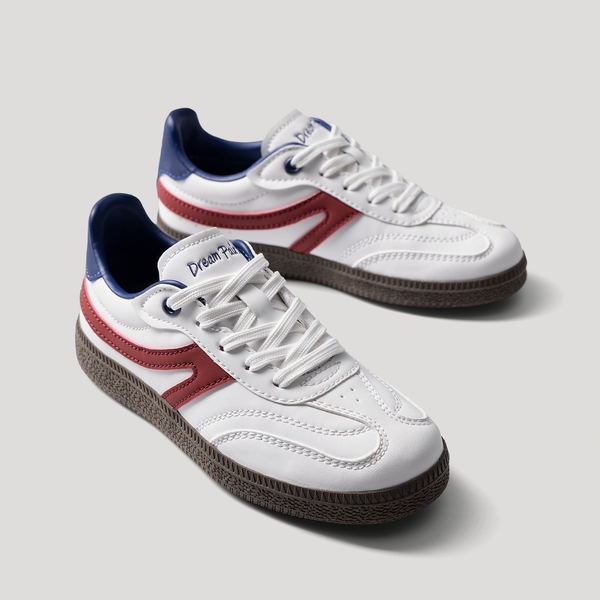 Kids Faux Suede Toe Cap Soccer Cleats - WHITE/RED - 5